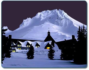 Mt. Hood, Timberline Lodge, nighttime, winter, David Jensen Photography
